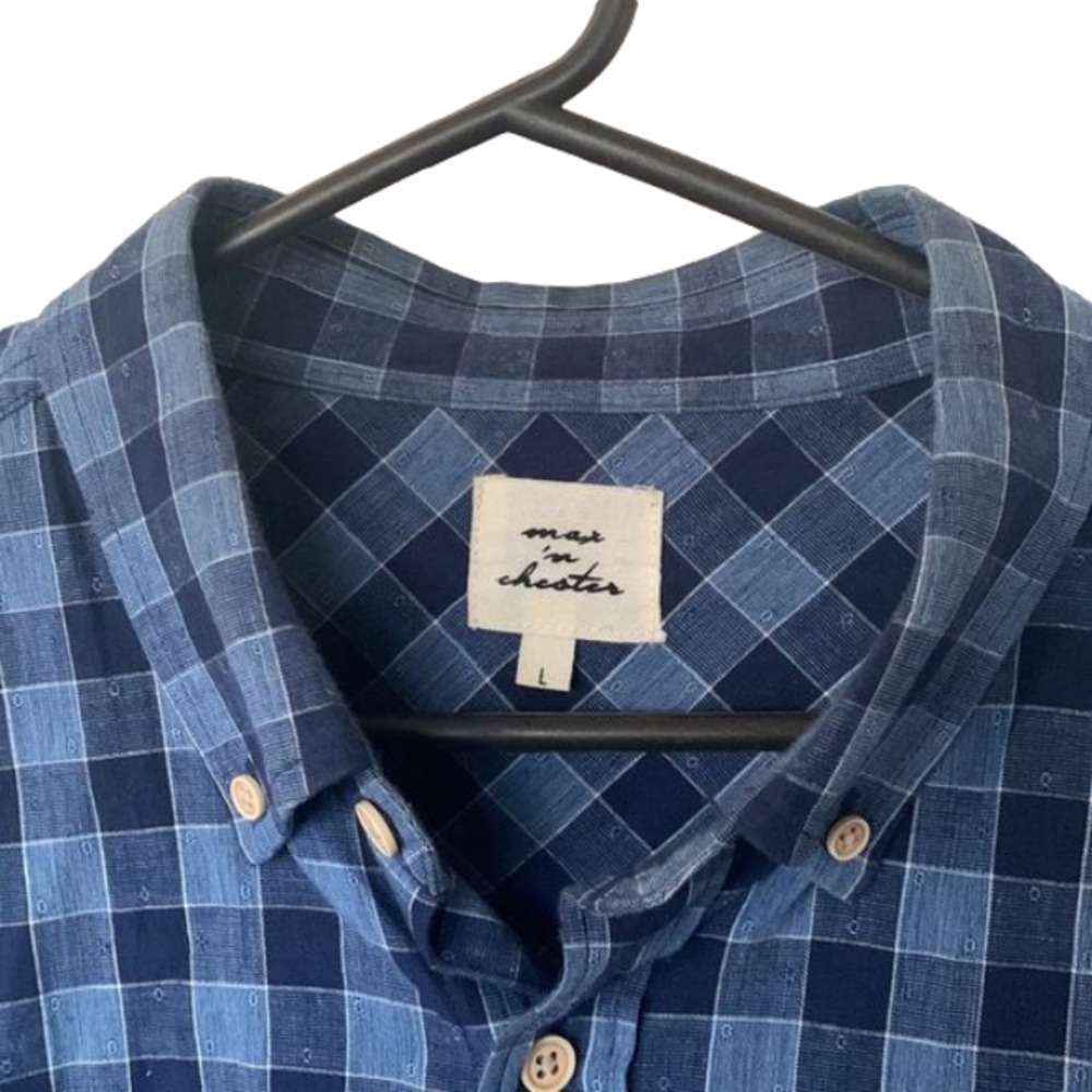 Max ‘N Chester Blue Check Button-up Men’s Large